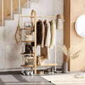 Umbra Bellwood Garment Rack White/Natural: Eucalyptus Frame, Fixed Rod & Shelves, 65.74" H, 121 lb Capacity