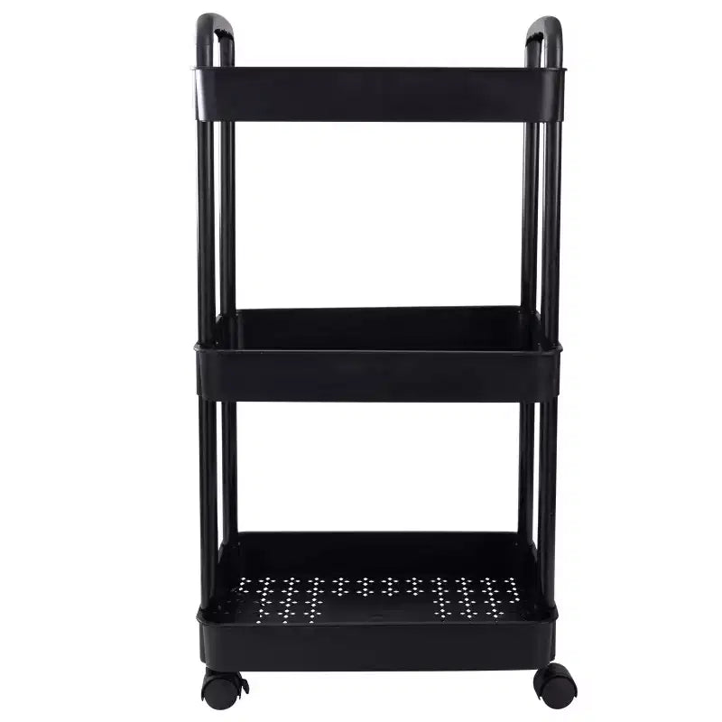Organize It All 3 Tier Storage Rolling Utility Cart with Wheels Black