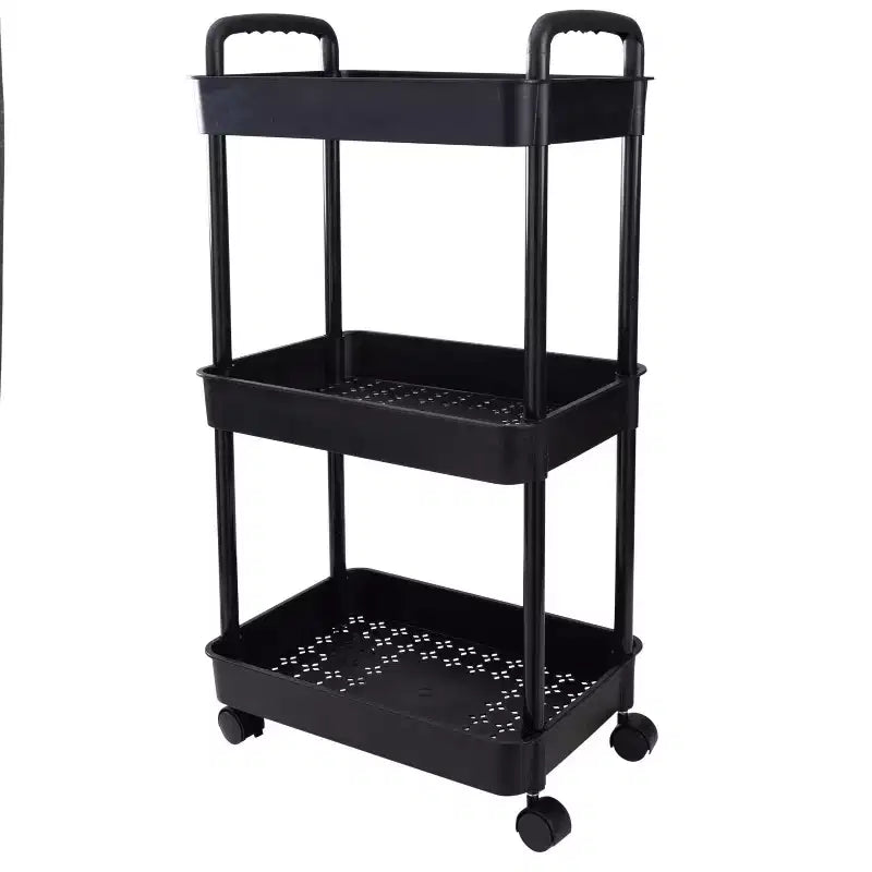 Organize It All 3 Tier Storage Rolling Utility Cart with Wheels Black