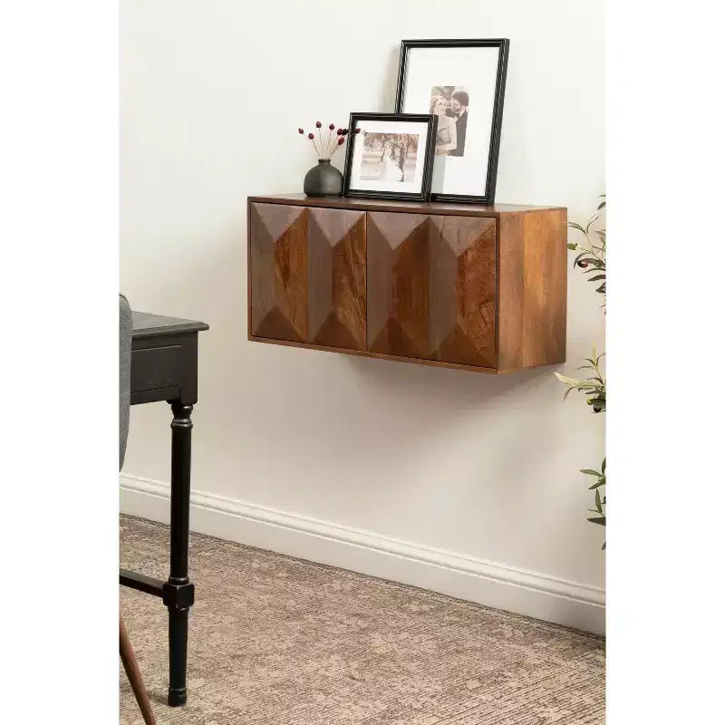 Kate & Laurel All Things Decor 30"x10"x14" Ranier Two-Door Wall Cabinet Walnut Brown