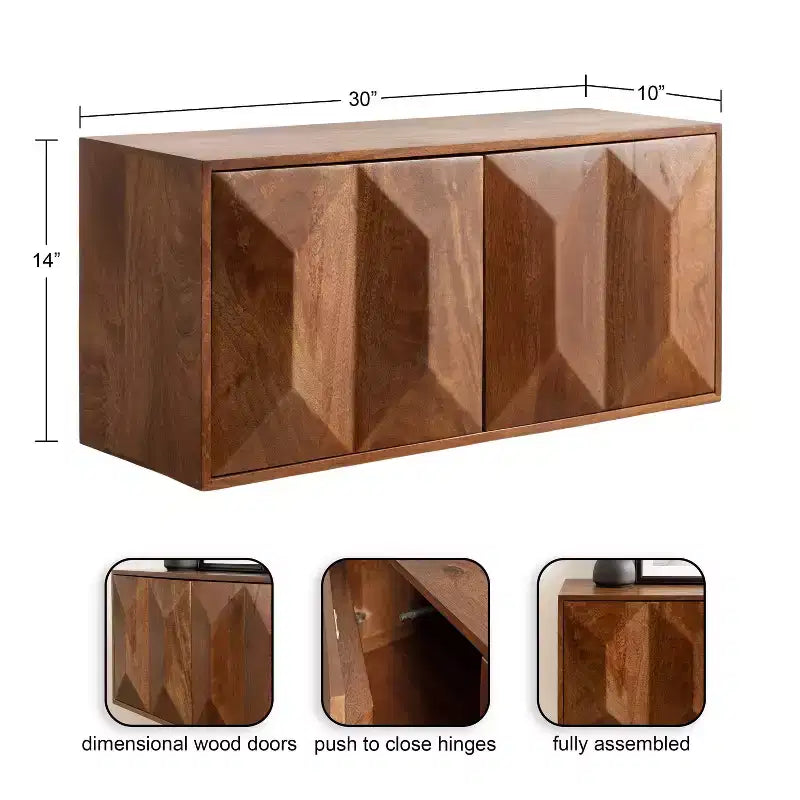 Kate & Laurel All Things Decor 30"x10"x14" Ranier Two-Door Wall Cabinet Walnut Brown