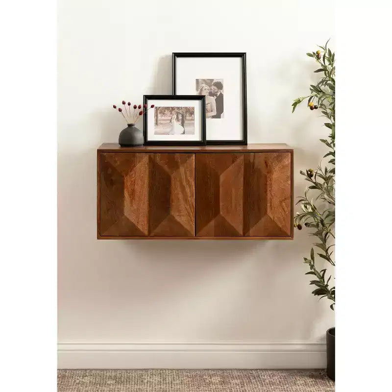 Kate & Laurel All Things Decor 30"x10"x14" Ranier Two-Door Wall Cabinet Walnut Brown