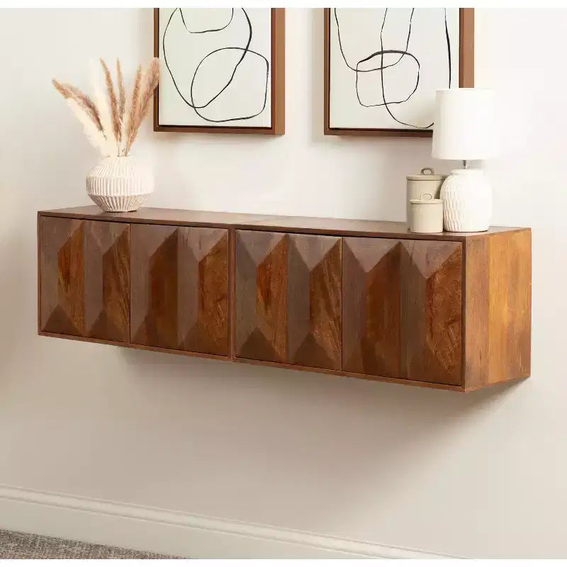 Kate & Laurel All Things Decor 30"x10"x14" Ranier Two-Door Wall Cabinet Walnut Brown