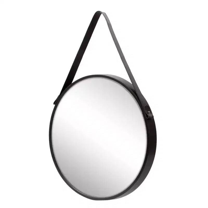 Kiera Grace 18" Hamlyn Round Mirror Black: Modern Style, Plastic Frame, No Assembly, Wall Mounted