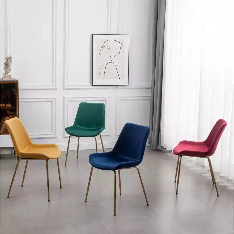 Roundhill Furniture Aufurr Modern Velvet Dining Chair, Red, Set of 2