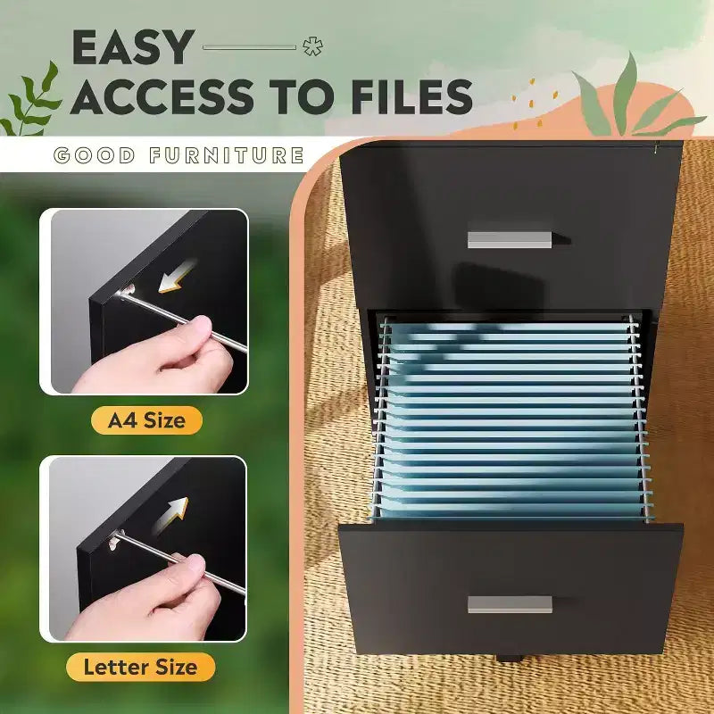 DEXYLLO 3 Drawer Rolling File Cabinet with Lock, Wood Filing Cabinet fits Letter / A4 Size for Home Office