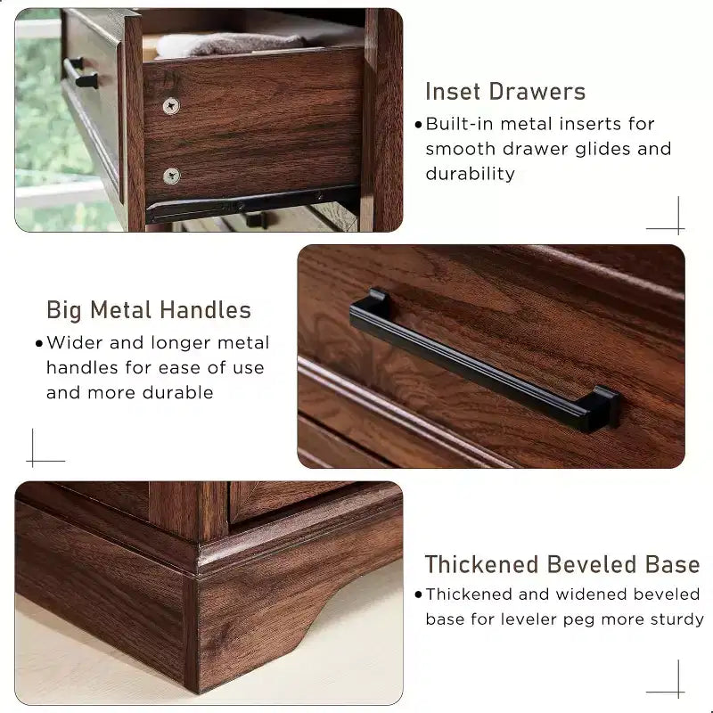 52 Wide Farmhouse 7 Drawers Dresser for Bedroom, Wood Chest of Drawers with Natural Texture for Bedroom, Living Room