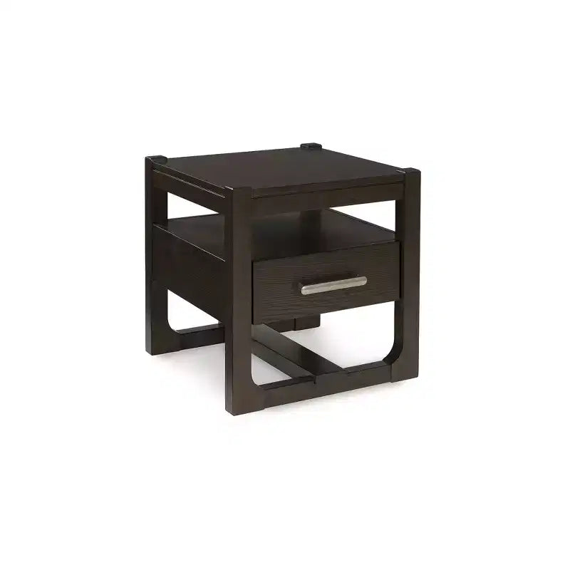 Signature Design by Ashley Breckington Contemporary End Table with Storage Drawers, Dark Brown