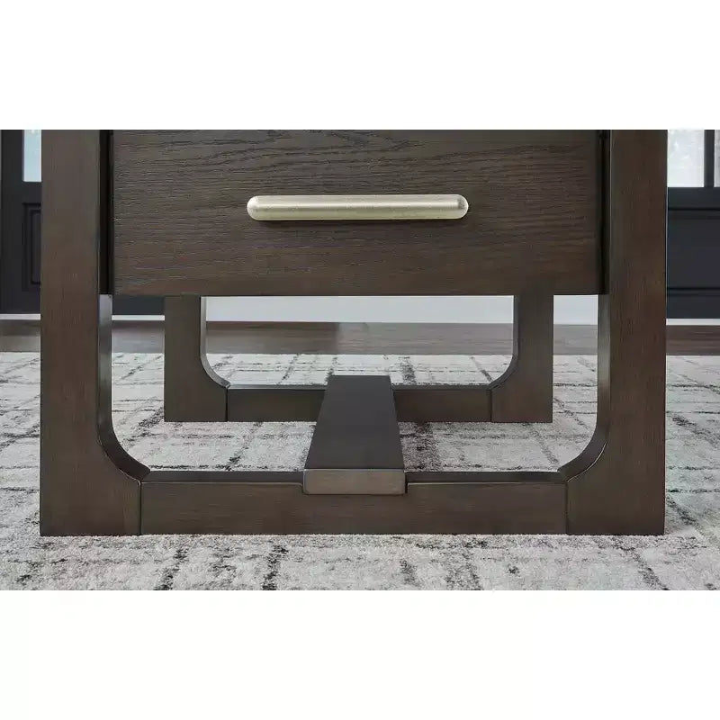 Signature Design by Ashley Breckington Contemporary End Table with Storage Drawers, Dark Brown
