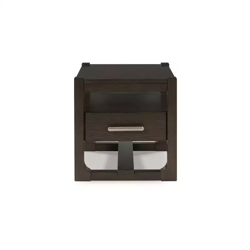 Signature Design by Ashley Breckington Contemporary End Table with Storage Drawers, Dark Brown