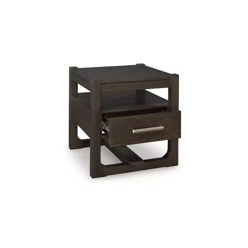 Signature Design by Ashley Breckington Contemporary End Table with Storage Drawers, Dark Brown
