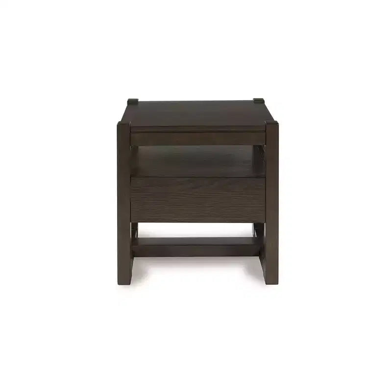 Signature Design by Ashley Breckington Contemporary End Table with Storage Drawers, Dark Brown