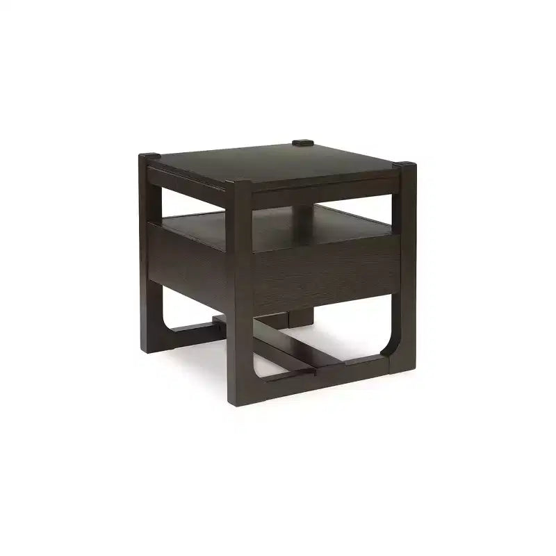 Signature Design by Ashley Breckington Contemporary End Table with Storage Drawers, Dark Brown