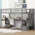 Twin Size Loft Bed Frame with Built-in Desk, Storage Stairs and 4 Drawers - ModernLuxe