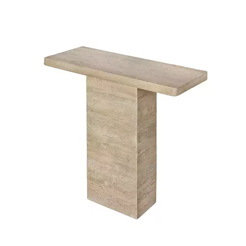 Cream Square Coffee Table with Pedestal Base 35.5x14x35.5
