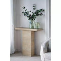 Cream Square Coffee Table with Pedestal Base 35.5x14x35.5