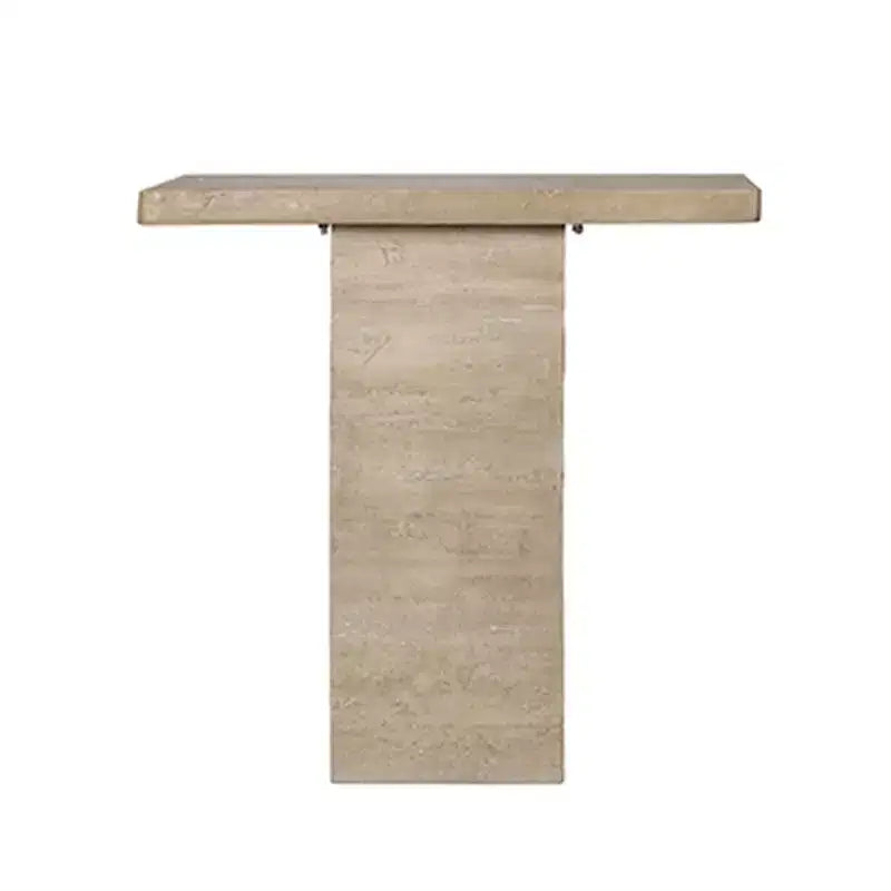 Cream Square Coffee Table with Pedestal Base 35.5x14x35.5
