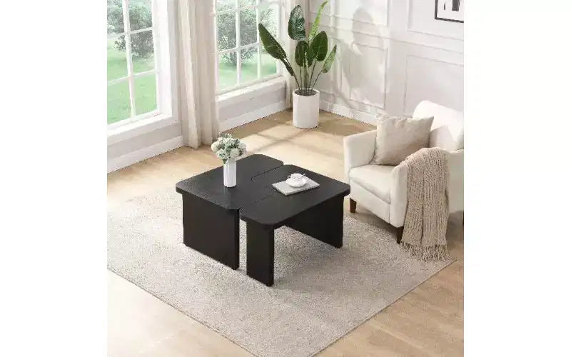 TUYOHW MDF Modular Coffee Table, 2-Way Splicing Center Table, Rectangle Wood Detachable Coffee Table, Single L Shape Farmhouse Side Table