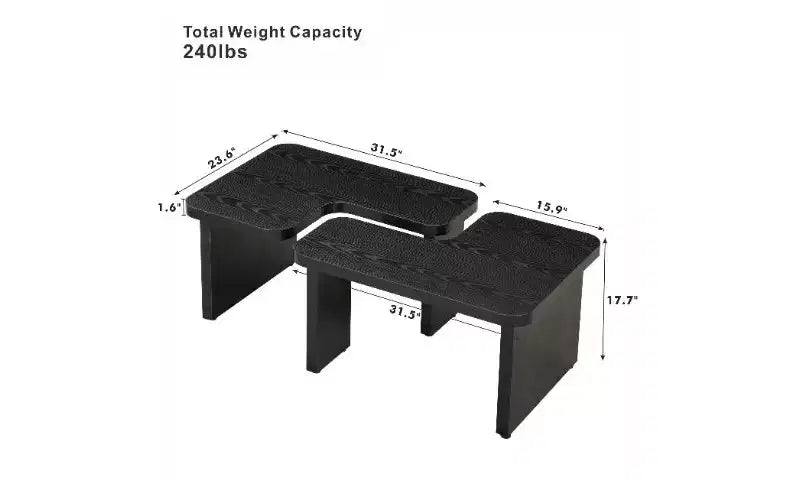 TUYOHW MDF Modular Coffee Table, 2-Way Splicing Center Table, Rectangle Wood Detachable Coffee Table, Single L Shape Farmhouse Side Table