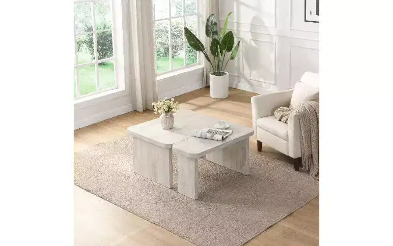 TUYOHW MDF Modular Coffee Table, 2-Way Splicing Center Table, Rectangle Wood Detachable Coffee Table, Single L Shape Farmhouse Side Table