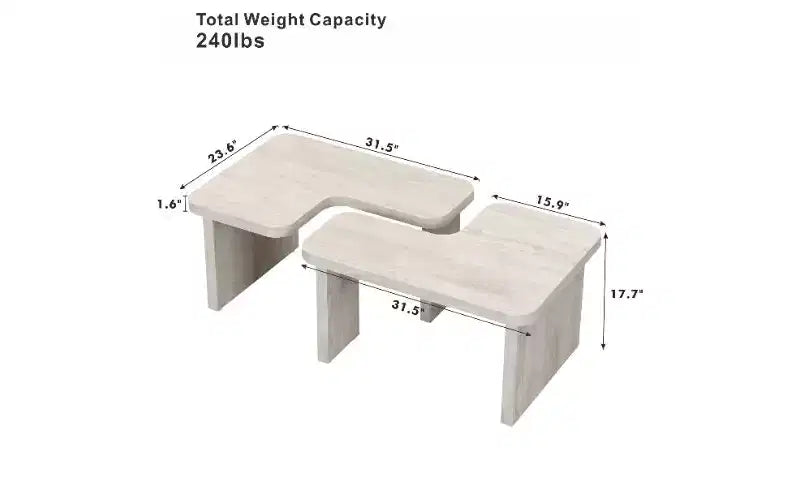 TUYOHW MDF Modular Coffee Table, 2-Way Splicing Center Table, Rectangle Wood Detachable Coffee Table, Single L Shape Farmhouse Side Table