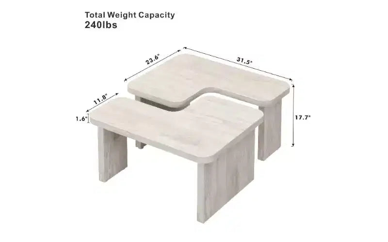 TUYOHW MDF Modular Coffee Table, 2-Way Splicing Center Table, Rectangle Wood Detachable Coffee Table, Single L Shape Farmhouse Side Table