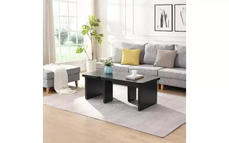 TUYOHW MDF Modular Coffee Table, 2-Way Splicing Center Table, Rectangle Wood Detachable Coffee Table, Single L Shape Farmhouse Side Table