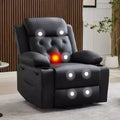 Recliner Chair for Living Room Oversized PU Leather Seat, Massage & Lumbar Heating, Dual Cup Holders, Side Storage Pockets