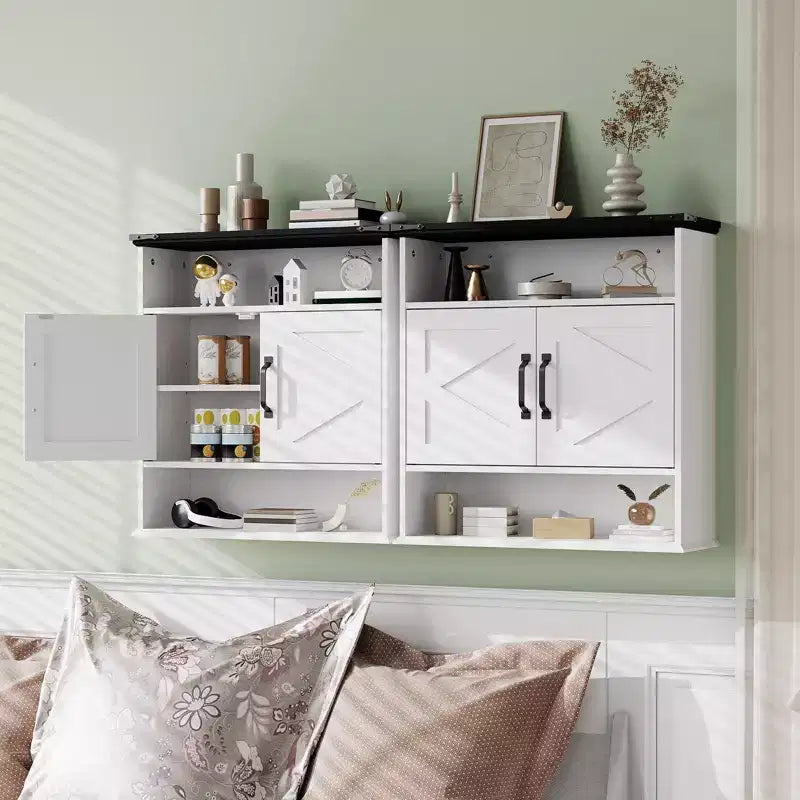 Bathroom Wall Cabinet - Medicine Cabinet with Barn Doors & Adjustable Shelf - 25x23.6x9 Inch Wall Cabinet for Bathroom Kitchen Laundry Room Entryway