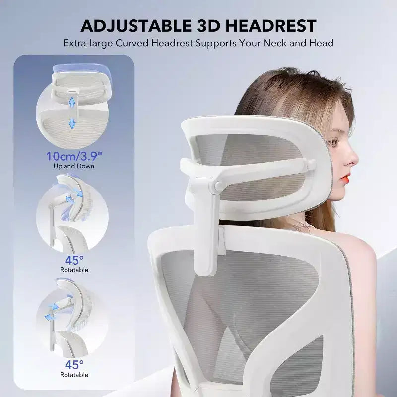 Office Chair Ergonomic Desk Chair, Mesh Chair with Adjustable Footrest Lumbar Support, High-Back Chair with Headrest Armrests, Rolling Swivel Chairs