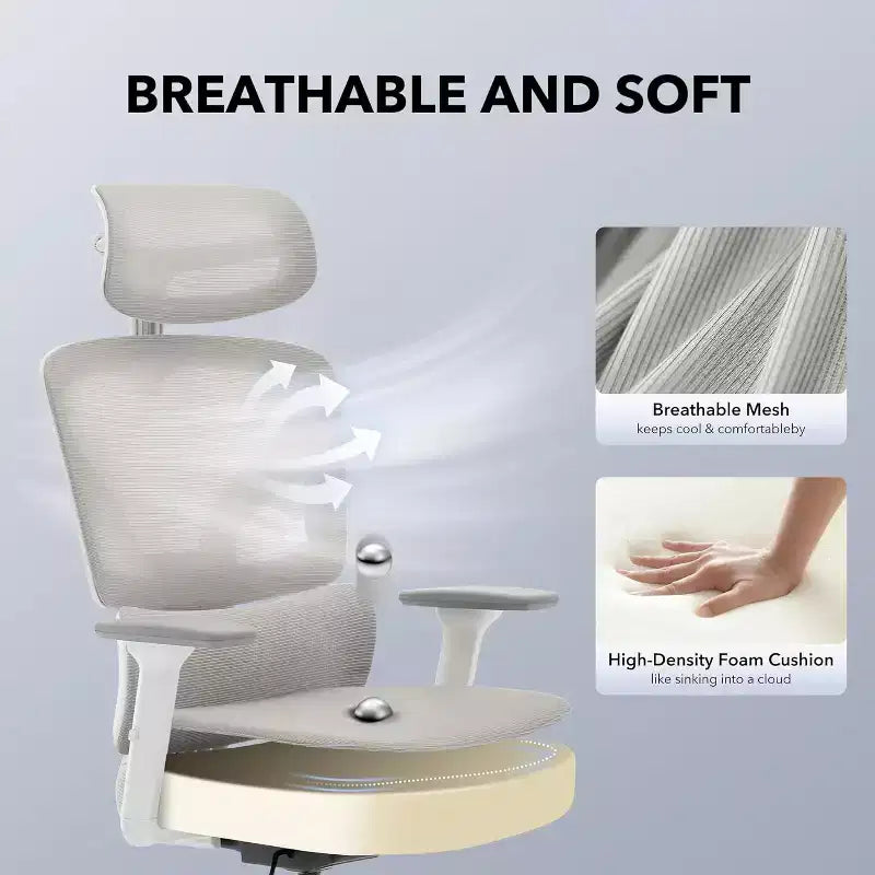 Office Chair Ergonomic Desk Chair, Mesh Chair with Adjustable Footrest Lumbar Support, High-Back Chair with Headrest Armrests, Rolling Swivel Chairs
