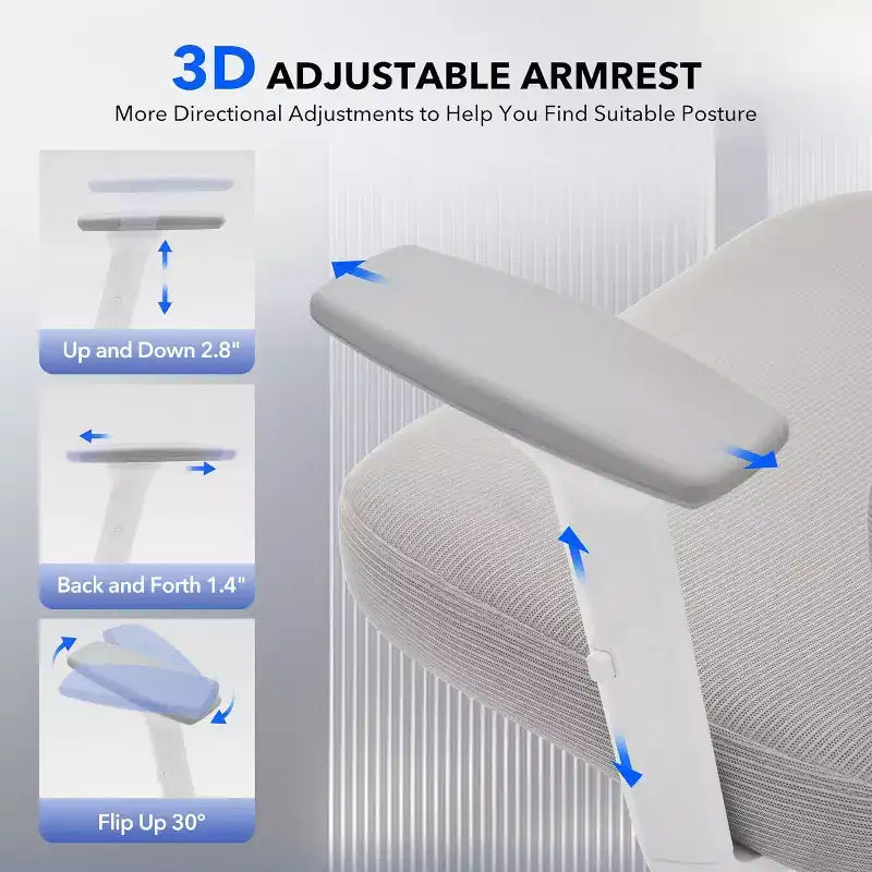 Office Chair Ergonomic Desk Chair, Mesh Chair with Adjustable Footrest Lumbar Support, High-Back Chair with Headrest Armrests, Rolling Swivel Chairs