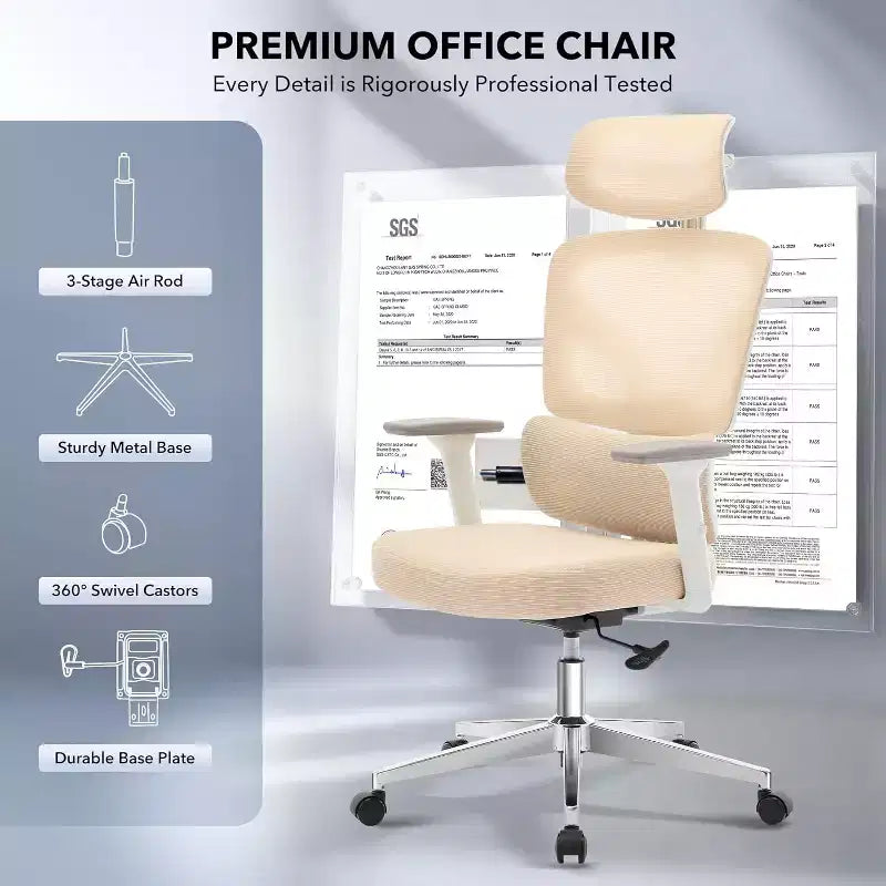 Office Chair Ergonomic Desk Chair, Mesh Chair with Adjustable Footrest Lumbar Support, High-Back Chair with Headrest Armrests, Rolling Swivel Chairs