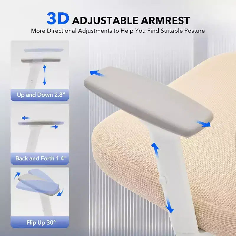 Office Chair Ergonomic Desk Chair, Mesh Chair with Adjustable Footrest Lumbar Support, High-Back Chair with Headrest Armrests, Rolling Swivel Chairs