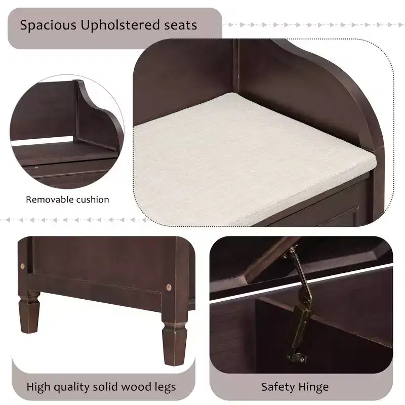 TUYOHW Storage Bench Ottoman with Storage Upholstered Shoe Storage Bench with Removable Cushion Shoe Bench for Living Room, Bedroom, Entryway