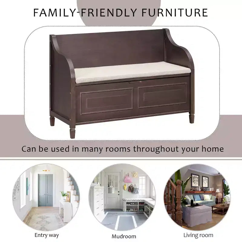 TUYOHW Storage Bench Ottoman with Storage Upholstered Shoe Storage Bench with Removable Cushion Shoe Bench for Living Room, Bedroom, Entryway