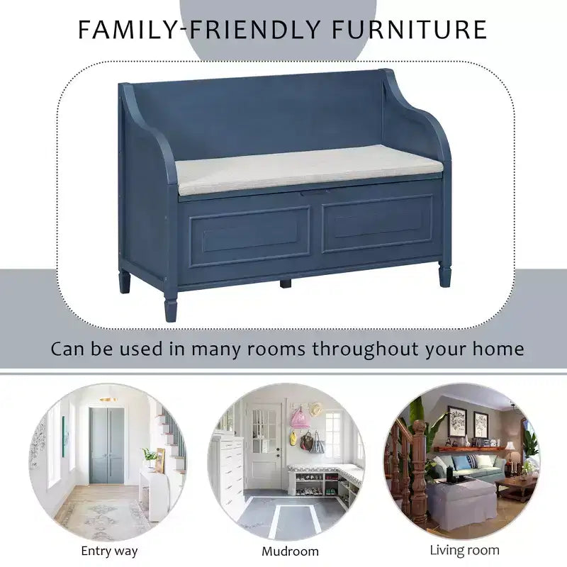 TUYOHW Storage Bench Ottoman with Storage Upholstered Shoe Storage Bench with Removable Cushion Shoe Bench for Living Room, Bedroom, Entryway