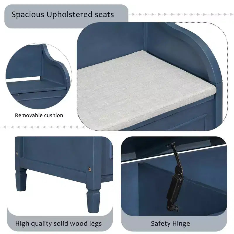 TUYOHW Storage Bench Ottoman with Storage Upholstered Shoe Storage Bench with Removable Cushion Shoe Bench for Living Room, Bedroom, Entryway