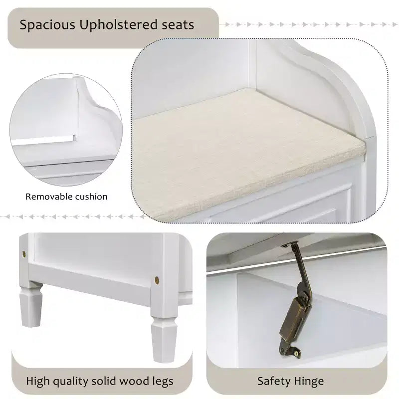 TUYOHW Storage Bench Ottoman with Storage Upholstered Shoe Storage Bench with Removable Cushion Shoe Bench for Living Room, Bedroom, Entryway