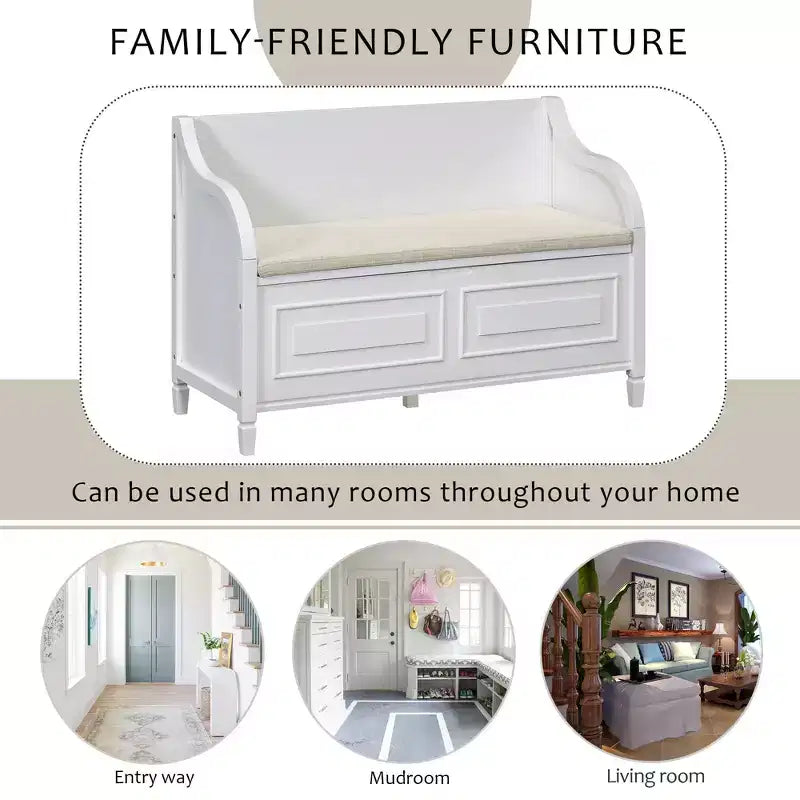 TUYOHW Storage Bench Ottoman with Storage Upholstered Shoe Storage Bench with Removable Cushion Shoe Bench for Living Room, Bedroom, Entryway