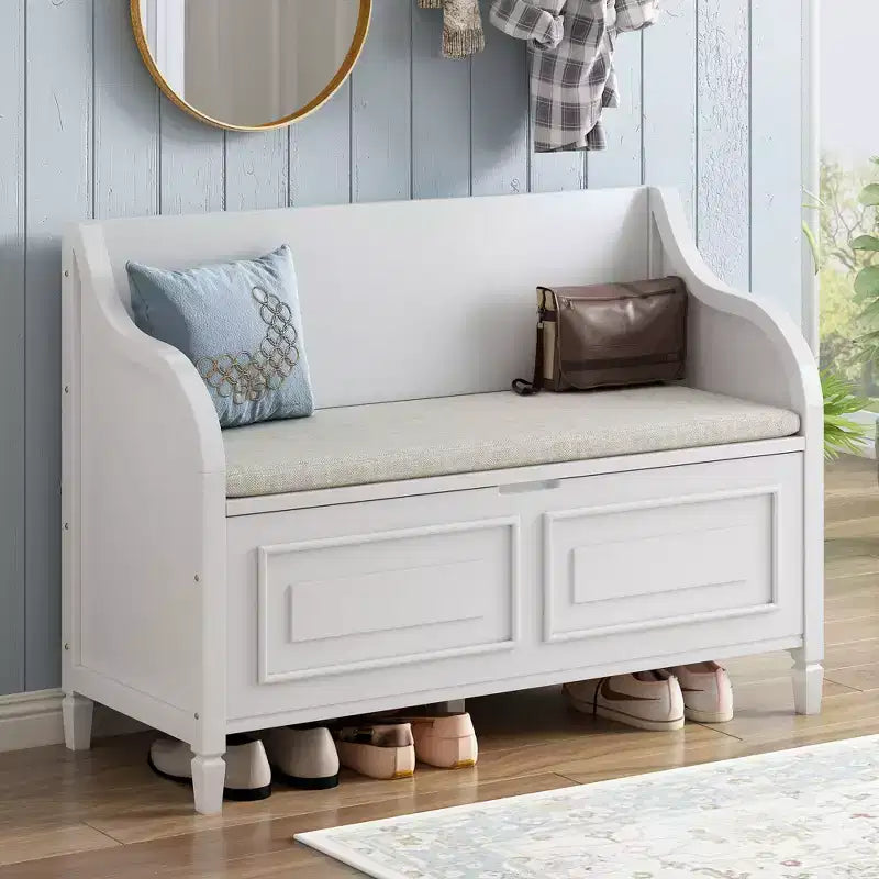 TUYOHW Storage Bench Ottoman with Storage Upholstered Shoe Storage Bench with Removable Cushion Shoe Bench for Living Room, Bedroom, Entryway
