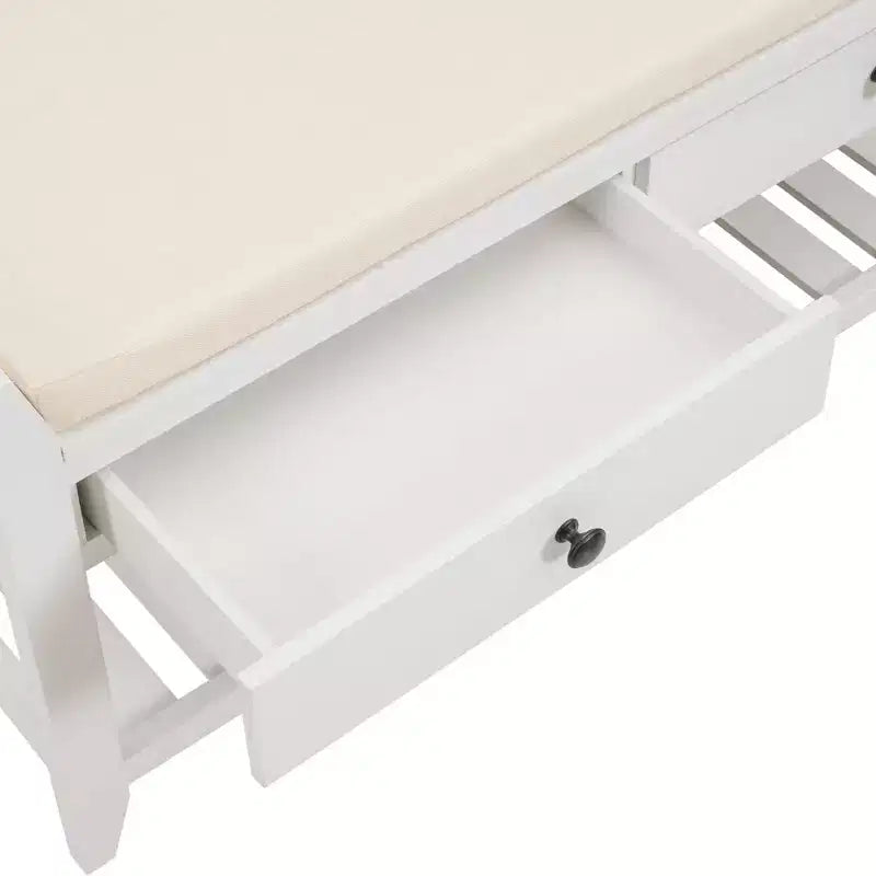 TUYOHW 39 Modern Storage Bench with Upholstered Entryway Bench with Drawers & Bottom Shelf Shoe Storage Bench Versatile Stool for Living Room