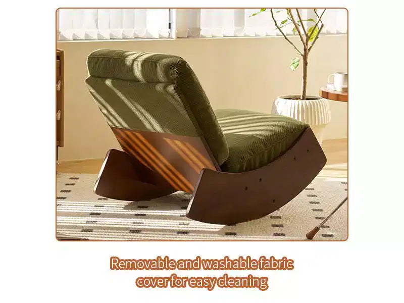 TUYOHW Glider Rocking Chair,Corduroy Upholstered Accent Chair with Wood Frame,Striped Pattern,Rocking Nursery Chair for Bedroom,Living Room