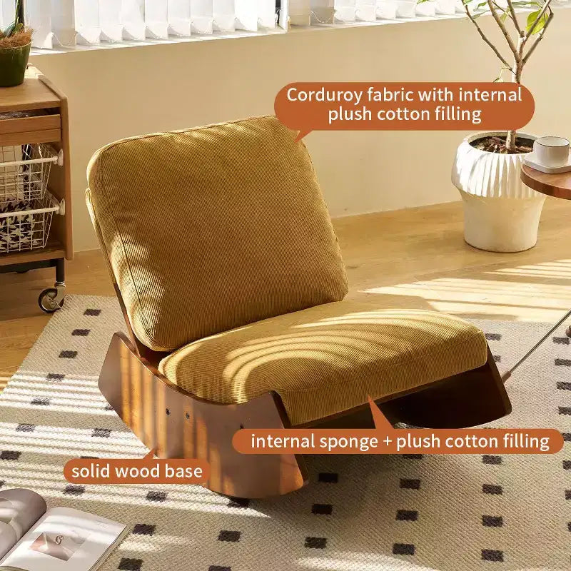 TUYOHW Glider Rocking Chair,Corduroy Upholstered Accent Chair with Wood Frame,Striped Pattern,Rocking Nursery Chair for Bedroom,Living Room