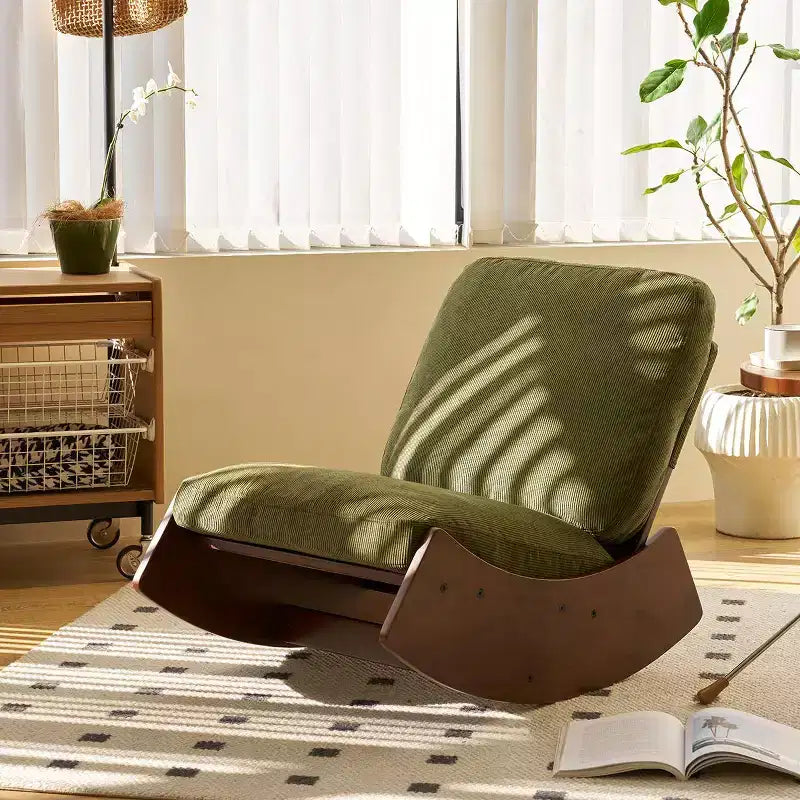 TUYOHW Glider Rocking Chair,Corduroy Upholstered Accent Chair with Wood Frame,Striped Pattern,Rocking Nursery Chair for Bedroom,Living Room