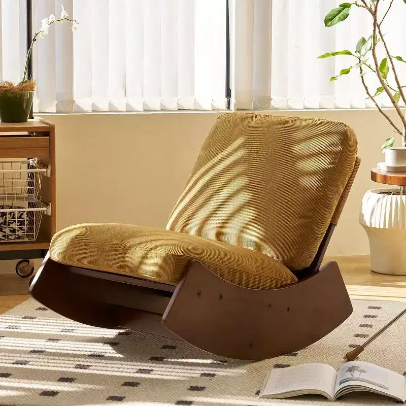 TUYOHW Glider Rocking Chair,Corduroy Upholstered Accent Chair with Wood Frame,Striped Pattern,Rocking Nursery Chair for Bedroom,Living Room