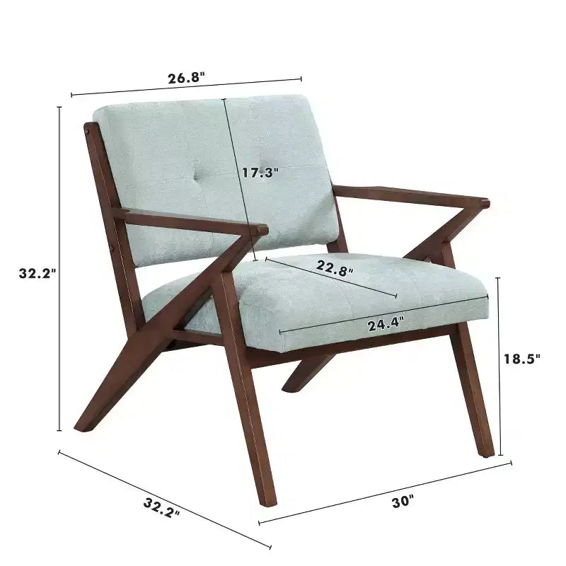 Mid-Century Modern Accent Chair with Plush Cushions, Comfy Wood Frame Reading Chair for Living Room, Bedroom, or Office-Panipeachy