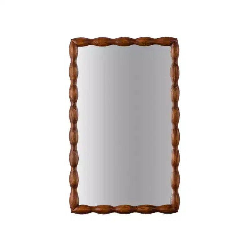 36 x 24 Wood Bobbin Decorative Wall Mirror, Rectangular Spindle Frame Mirror for Bathroom Vanity, Living Room, Entryway - Panipeachy