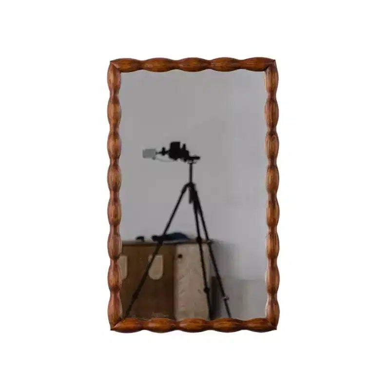 36 x 24 Wood Bobbin Decorative Wall Mirror, Rectangular Spindle Frame Mirror for Bathroom Vanity, Living Room, Entryway - Panipeachy