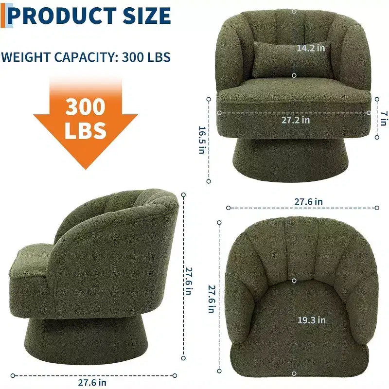 2 Pcs Modern Swivel Barrel Accent Chair, 360 Rotating Upholstered Armchair with Striped Backrest & Plush Padding for Home Office